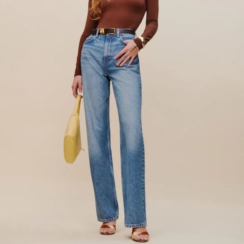 NWT Reformation Cary Straight Leg Jeans - Donner Blue